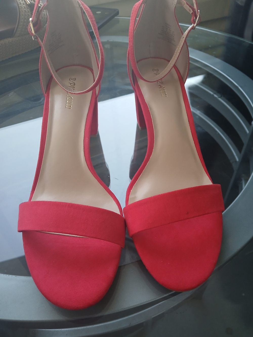 & Other Stories Red Ankle-Strap Block Heel Sandals